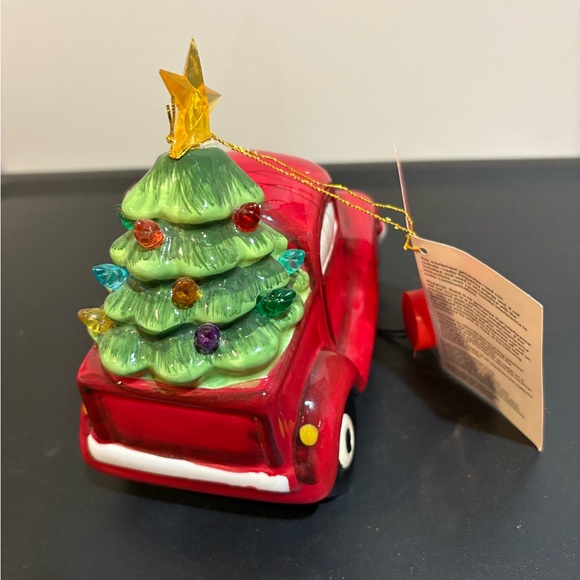 Mr. Christmas Light-Up Nostalgic Ceramic Santa Vintage Red Truck Fresh Cut Trees - Picture 4 of 6